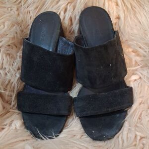 Vince Black Suede Slide Sandals Size 38